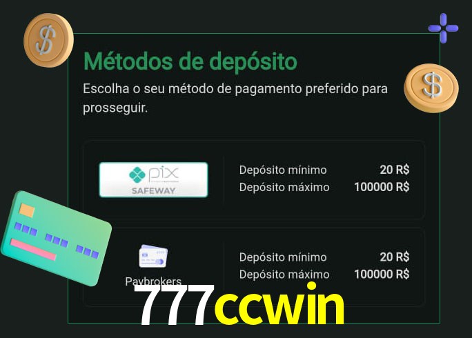 O cassino 777ccwin oferece uma grande variedade de métodos de pagamento